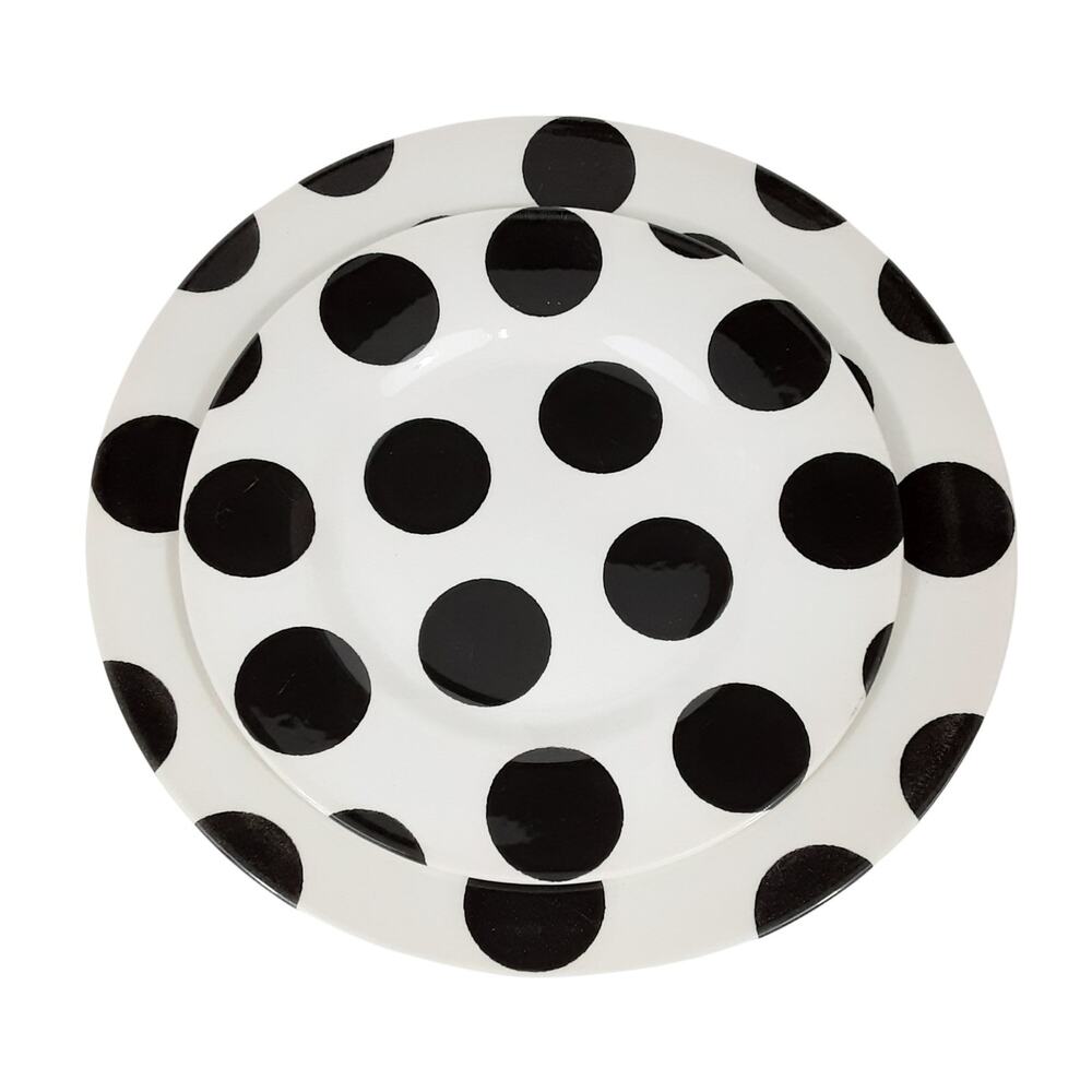 Royal Stafford England Monochrome Polka Dots Place Setting 2pc 11 & 8.5in Plates